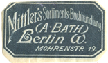 Mittler's Sortiments Buchhandlung (A Bath) Berlin, Mohrenstr 19