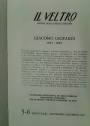 Giacomo Leopardi, 1837 - 1987. (Special Issue of Il Veltro, Rivista di Civiltà Italiana)
