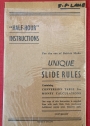 Half Hour Instructions for the Use of British made Unique Slide Rules, Containing Conversion Table for Money Calculations.