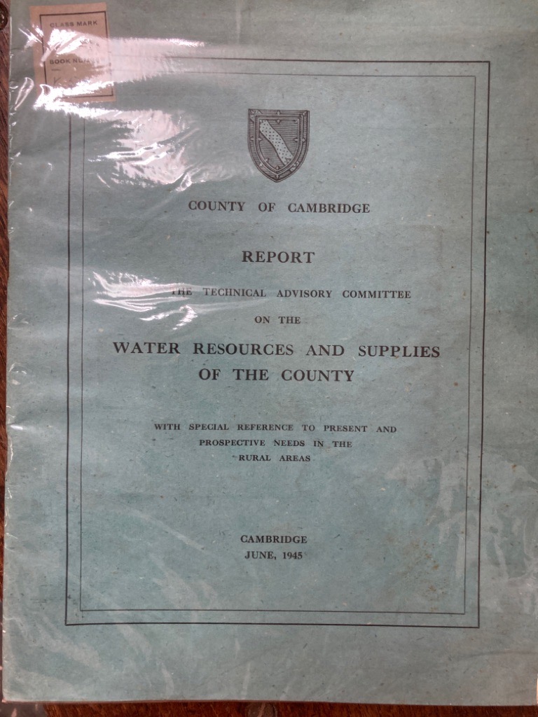 Report of the Technical Advisory Committee on the Water Resources and Supplies of the County, with Special Reference to Present and Prospective Needs in the Rural Areas.