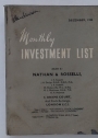 Monthly Investment List, Issued by Nathan and Rosselli, December 1950.