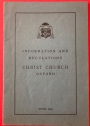 Information and Regulations. Christ Church Oxford. October 1949.