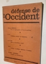 Défense de l'Occident. No 109, Février 1973.