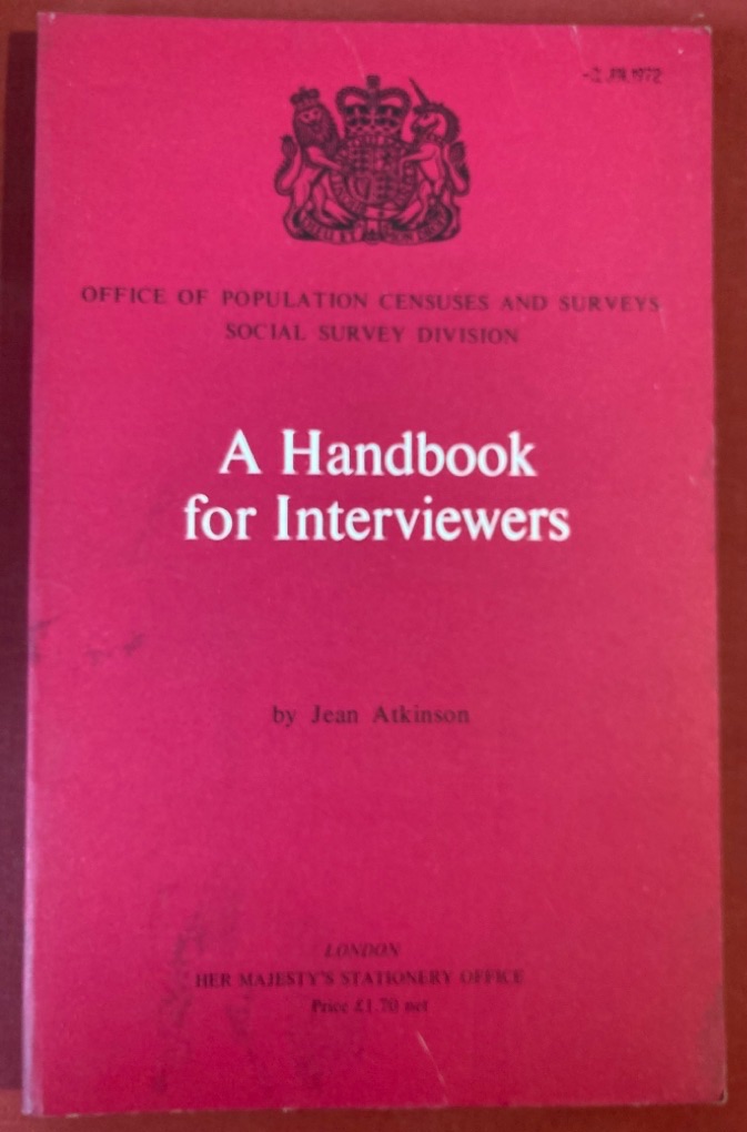 Handbook for Interviewers: A Manual for Social Survey Interviewing Staff Describing Practice and Procedures on Structured Interviewing.