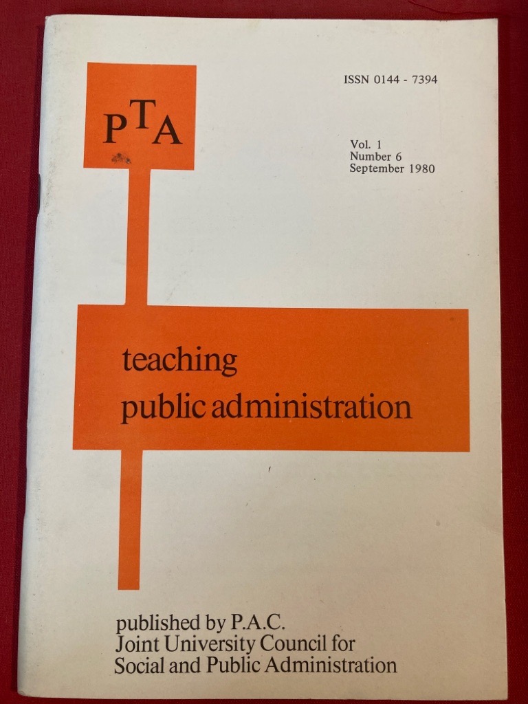 Teaching Public Administration. Volume 1, Number 6, September 1980.
